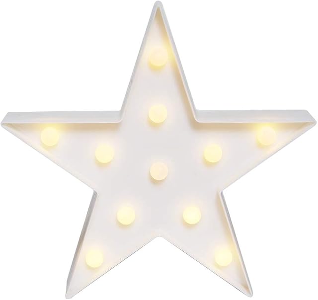 GUOCHENG Lovely Star LED Night Light Battery Operated LED Marquee Sign Decorative Table Lamps for Baby Children Bedroom Nursery Christmas Birthday Party(White)
