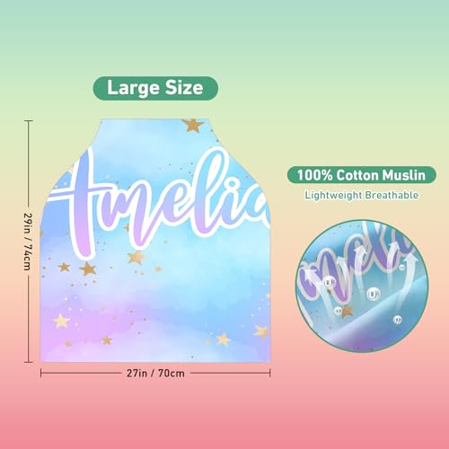 Image of Personalised Car Seat Cover for Girls and Boys - 7 in 1 Multipurpose Breast Feeding Cover, Nursing Cover, Galaxy Star Grocery Cart Cover - Birthday Gift for Babies