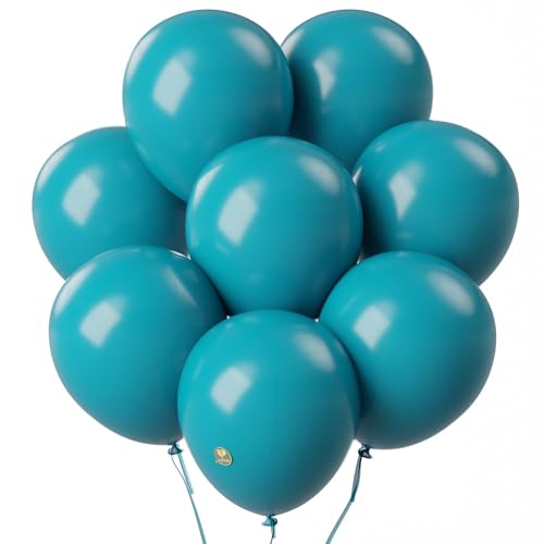 Image of AFTERLOON Biodegradable Natural Rubber Latex Balloons 24 pcs Teal Blue 10 Inch, Plastic-Free Alternative Matte Color Durable Thickened Extra Strong Helium Float, ballon Globos Decor De Fiestas Kids
