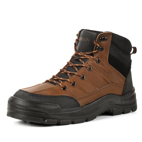 Furuian Steel Toe Boots for Men Women Lightweight Comfortable Work Shoes for Men Puncture Proof Steel Toe Boots Slip Resistant Indestructible Safety Construction Shoes