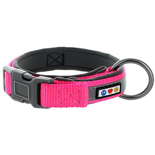 Pawtitas Lumberjack Padded Martingale Collar for Dogs | Soft Neoprene Dog Collar for Your pet s Comfort Made with Reflective Band for Maximum Visibility | Fits Small and Large Pets - Small Pink