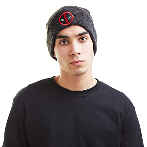 Marvel Deadpool-Berretto con Logo Beanie, Grigio (Carbone), Taglia Unica Uomo