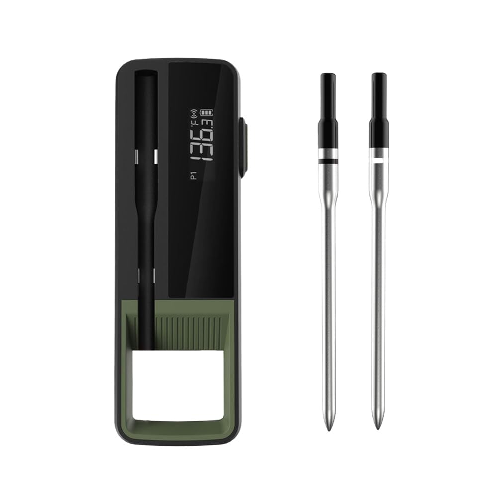 Vjsujehgy Wireless Food Meat Thermometer Smart Digital Bluetooth BBQ Thermometer for Kitchen Cooking Oven Grill with 2 Probes