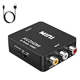 Vilcome 1080P Mini RCA to HDMI Converter Adapter - Composite CVBS AV Video Audio Converter Supporting PAL/NTSC With USB Charge Cable for PC, Laptop, Xbox, PS4, PS3, TV, STB, VHS, VCR, DVD (Black)