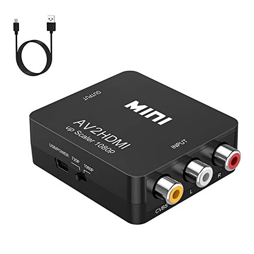 RCA to HDMI, AV to HDMI, Vilcome 1080P Mini RCA Composite CVBS AV to HDMI Video Audio Converter Adapter Supporting PAL/NTSC with USB Charge Cable for PC Laptop Xbox PS4 PS3 TV STB VHS VCR DVD(Black)
