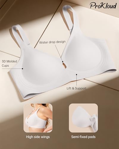 Image of ProKloud Bras for Women No Underwire Wireless Jelly Bras Full Coverage Seamless Push Up Bralettes Support Tshirt Bra