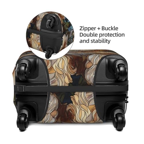 Stained Glass Dog Floral Lilies Elastic Travel Luggage Covers Dustproof Scratch-Resistant Suitcase Protector Fit 22-24 Inch2