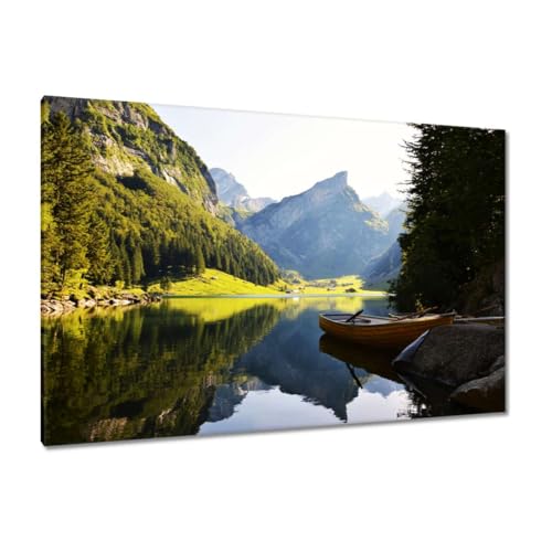 Lac de montagne toile imprimée 120x80 cm pour sublimer votre décoration de salon