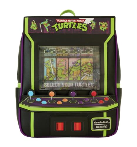 Image of Loungefly Teenage Mutant Ninja Turtles 40th Anniversary Vintage Arcade Mini Backpack, Black /Charcoal, Taglia unica