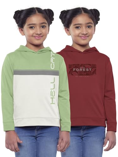 Image of HELLCAT Girls Regular Fit Fulsleeve Hooded Sweatshirt with Rib - Pack of 1
