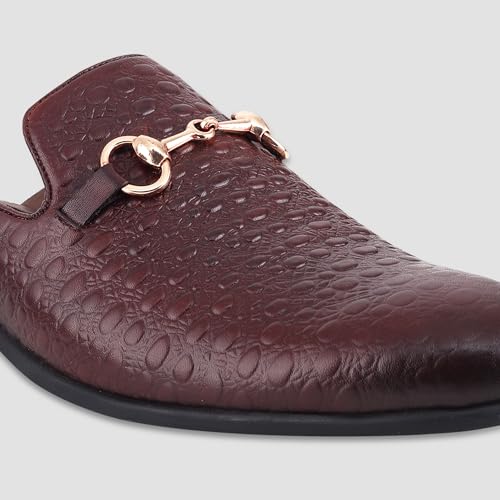 Image of Ezok Men's Leather Casual Mule Loafers | Stylish Slip-On Back Open Shoes for Party, Office & Casual Wear