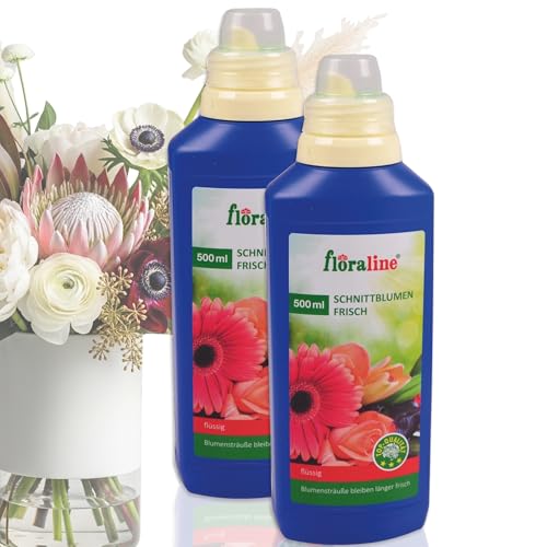 floraline Cut Flowers Fresh | Significantly Longer Freshness for Flowers Bouquets | Blossoms in Full Glory | 2 x 500 ml