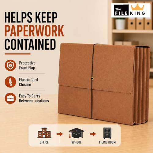 The File King Expanding File Wallets Legal Size | 3.5” Redrope File Jackets with Flap and Elastic Cord Closure | Reinforced Gusset Document Holders for Office Records Storage | 50 Pack, USA Made by The File King - Image 4