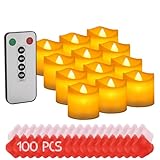 AGPTEK キャンドルライト LED キャンドル ろうそく (12個セット) 電池式 火を使わない タイマー機能付き リモコン対応 装飾用バラの花びら付き 結婚式 誕生日 クリスマス パーティー 室内飾り 波形の口（暖色光）