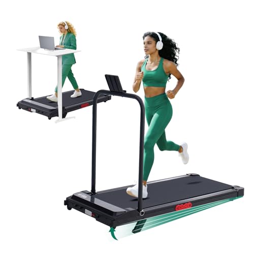 OGPOU Portable Treadmill with Handles, 2026 Upgrade Under the Desk Walking Pads Treadmills with Handle Bar & Incline, 3.0HP Electric Small Compact Treadmills for Home Small Spaces, 0.6-7.6MPH, 350LBS