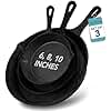 HEFTMAN Cast Iron Skillet Set of 3 - Pre-Seasoned Non-Stick Frying Pans (6, 8, 10 Inch) - Oven Safe Induction Skillet Pan for All Hob Types, Grill, Stove