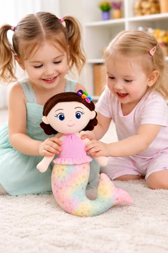 Image of Medium Size 48 CM Mermaid Soft Toy Doll | Multicolor Eyes Fish Girl Plush Toy | Soft Stuffed Doll for Kids & Girls Pink Doll
