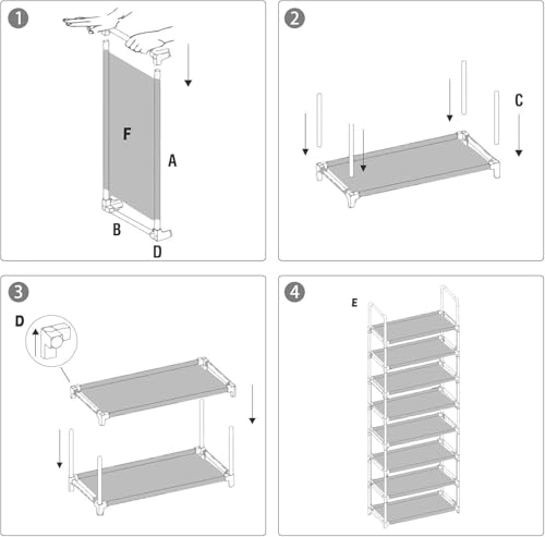Meuble à chaussures polyvalent 8 niveaux pour économiser de l'espace - 6