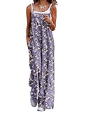 YESNO Women's Summer Casual Jumpsuits Wide Leg Overalls Floral Print Baggy Rompers with Pocket M PZZCR 08