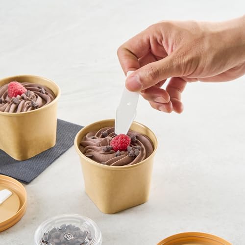 Image of Coppetta 6 Ounce Dessert Cups, 200 Greaseproof Ice Cream Cups - Lids Sold Separately, Square Bottom, Kraft Paper Yogurt Bowls, Disposable, For Sundaes, Mousse Or Puddings - Restaurantware
