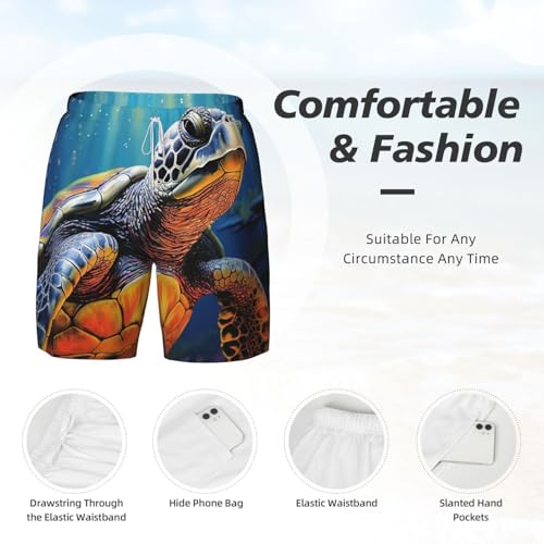 Men's Swim Trunks Quick Dry Board Shorts Painted Sea Turtle Beach Shorts with Pocket Bathing Suits for Men4