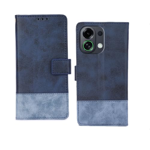 Image of amazon basics Oppo K13 Turbo 5G Flip Cover | Card Pockets Wallet & Stand | Flip Cover for Oppo K13 Turbo 5G (Double Blue)