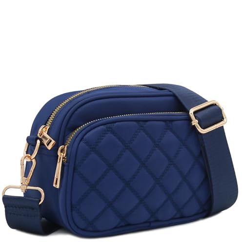 Image of FashionPuzzle Quilted Nylon Crossbody Bag with Wide Strap