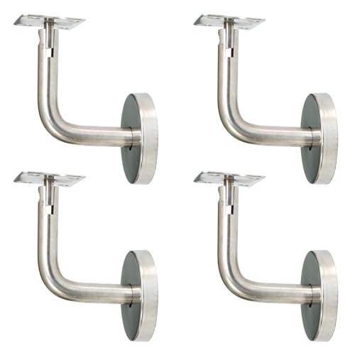 Fayemint 4 Stück Handlaufhalter, Edelstahl Handlaufträger, Handlauf Wandhalter Neigung Verstellbar, für Gebäudesicherheitsschutz für Treppenhäuser, Flure, Bäder etc（Silber）