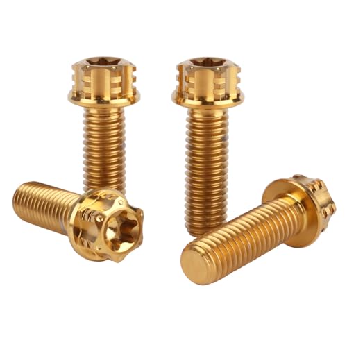 Image of 4Pcs Titanium Bolt Flange Torx Head M8 M10 x 20 25 30mm Screw Bolt for Motorcycle Car Modifications (Gold, M8x25mm)