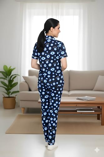 Image of Women Lycra Night Suit Set | Premium Soft Nightwear Pajama Set | Stylish Comfortable Sleepwear for Ladies | Elegant Lounge Wear Night Dress