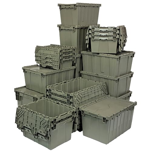 FSE 373-QDC2213-12 Distribution Containers, attached lid, heavy-duty, 22-1/8"L x 12-5/8"W x 11-7/8"H, gray, Made in USA