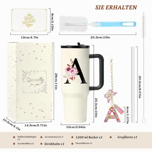 ZIOSINM Personalisierte Geschenke für Frauen, Thermobecher mit Strohhalm – Ansicht 3