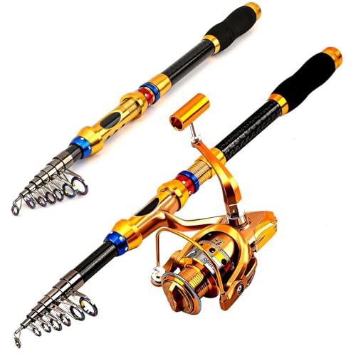 Combos de vara de pesca pequena extensível, vara de pesca e molinete - Vara de viagem com punho ergo
