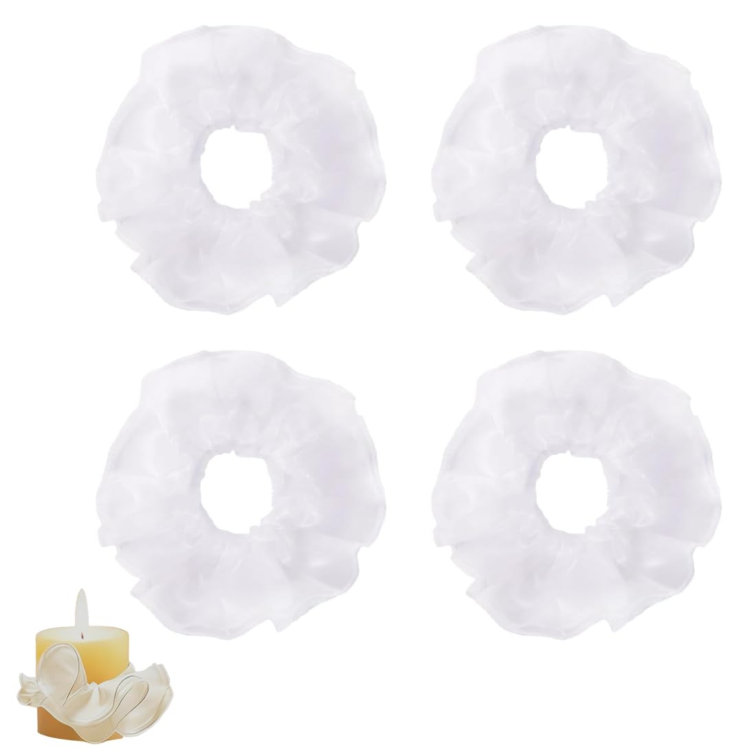 VAEIORP 4 Stück Tropfschutz Kerzentropfschutz Taufkerze Tropfenfänger Kerzenrock für Taufkerzen, Kommunionkerzen, Hochzeitskerzen (3-5cm Durchmesser) (Weiß)