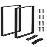 Agoland 16 Inch Black Square Metal Table Legs (2PCS) Heavy duty Coffee Table Legs, Mid Century...
