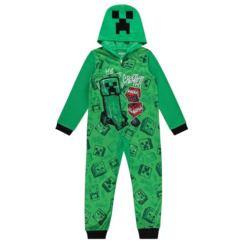 Minecraft Mojang Boys Pajamas Set - Hooded Long Sleeve Creeper Pajamas - Long Sleeve Sleeper Pajamas Set