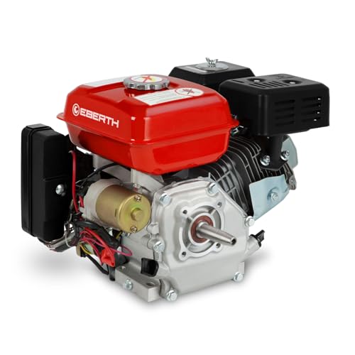 EBERTH 6,5 HP 4,8 kW Motore a benzina con albero conico da 19 mm Ø, avviamento elettrico, batteria 7ah 12V, protezione basso livello olio, 4 tempi, motore a benzina a 1 cilindro, 196 ccm