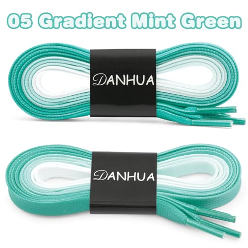 Image of Flat Colorful Shoelaces Gradient Rainbow Shoe Lace Shoestring 2 Pair