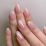 BHIDENAW ネイルチップ ショート 24枚入 人気 和風 かわいい シンプル おしゃれ 成人式 結婚式 パーティー 日常生活に使用できます 花嫁ネイル 光沢 つけ爪 両面テープ ウッドスティック (一目惚れ P6, M)