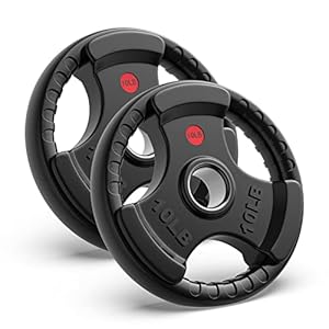 GIKPAL Olympic Weight Plates, Rubber Weight Plate 2-inch for Strength Training & Weightlifting, 10lb 25lb 35lb 45lb…