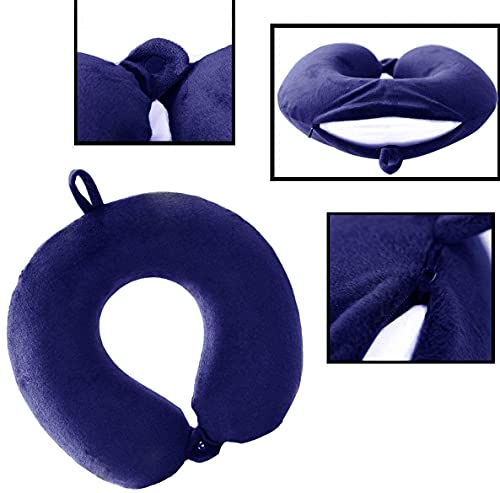 Image of GDEOUP Travel Pillow - Memory Foam Neck Pillow Support Pillow,Luxury Compact & Lightweight Quick Pack for Camping,Sleeping Rest Cushion (Navy Blue)