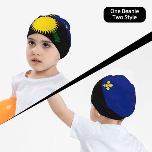 Guadeloupe Flag Children Hip Hop Knitted Hat Kids Elastic Leisure Knit Cap Warm Sleep Beanies Black4