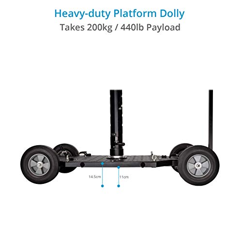 Proaim Quad Plus Professional Doorway Dolly, Bazooka, Push Bar (270° Tiltable) & 100Mm Bowl Riser. Telescopic Rear Wheels, For Cinema Video Film, Tripod, Jib Crane. 200Kg/440Lb Payload (P-Quad-Pl) #TOP4