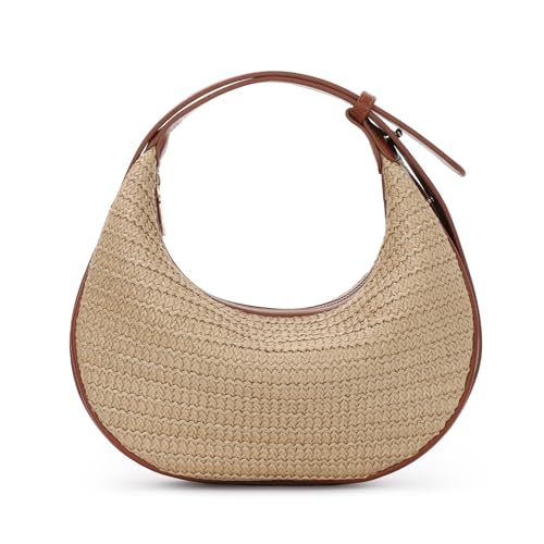 GOKTOW Straw Crossbody Bag Beach Tote Handbag with Adjustable Straps Crescen Raffia Purse for Summer, Travel, Parties 2025