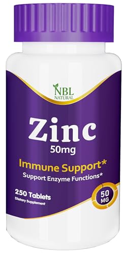 NBL NATURAL Zinc Gluconate 50mg Supports Wellness Immune System and Reproductive Health 250 Tablets