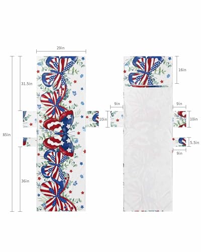 4th of July Butterfly Beach Lounge Chair Towel Cover, Soft Chaise Lounge Towel with Side Pockets Patio Pool Chairs Cover for Beach/Pool Sunbathing 29x85 Blue Red Star Watercolor Botanical