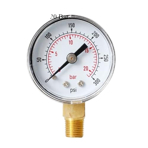 Manomètre de précision 1/8" BSPT cadran orange 40 mm vertical gradué en PSI et bar