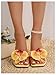 MakeMeChic Women's Flower Flat Sandals Square Toe Flip Flops Summer Beach Slippers Thong Sandal Yellow 11