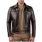 【DESIGN】: questa giacca in ecopelle PU da uomo è realizzata in ecopelle. È morbido al tatto e si adatta bene. Il design della cerniera multi tasca aumenta la capacità ed è più sicuro.