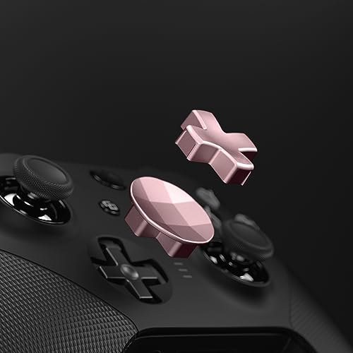 Image of eXtremeRate 2pcs Metalic Rose Gold Magnetic Stainless Steel D-Pads, for Xbox Elite 1 /2 Controller, Replacement Parts Directional Pad Button Kits for Xbox One Elite & Xbox One Elite Series 2 Controller